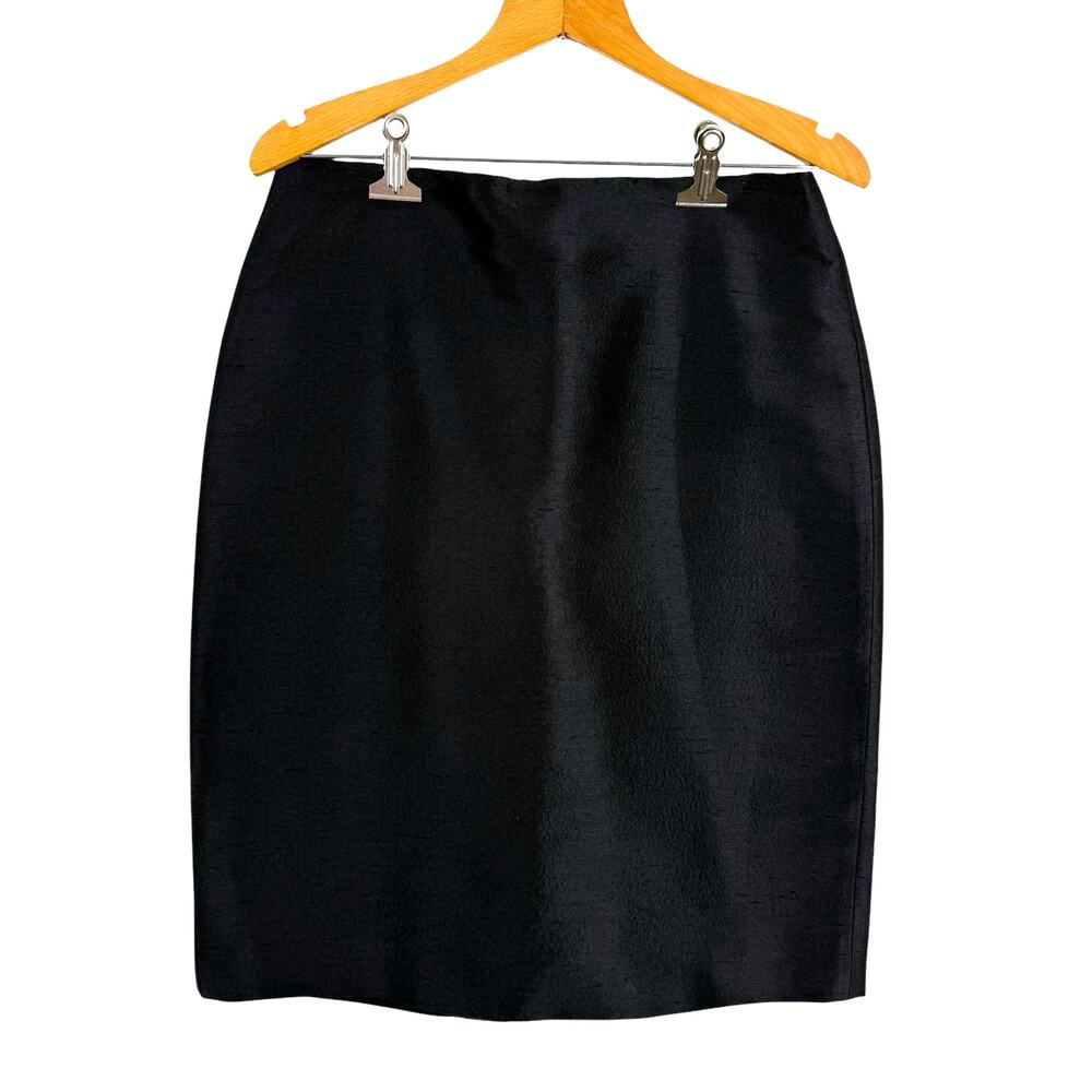 Linda Allard Ellen Tracy Women Black Skirt 8 Silk Straight Career Minimalist
